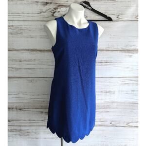 Monteau cobalt blue scalloped hem dress sz Medium